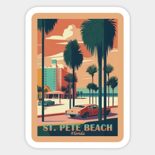 St. Pete Beach- Florida - Vintage Travel Poster Sticker